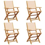 Fotele i krzesła ogrodowe - vidaXL Krzesła ogrodowe 4 szt. Składane Beżowy materiał i lite drewno - miniaturka - grafika 1