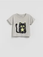 Bluzki dla niemowląt - Reserved - T-shirt ze świecącym nadrukiem - jasnoszary - miniaturka - grafika 1