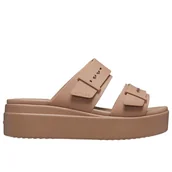 Klapki i japonki damskie - Klapki Crocs Brooklyn Buckle 207431-2Q9 - beżowe - miniaturka - grafika 1