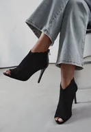 Sandały damskie - Czarne Eleganckie Ażurowe Sandały Vices na Szpilce Nelithin - miniaturka - grafika 1