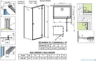 Radaway Essenza Black Kdj kabina 80x70cm prawa szkło przejrzyste 1385043-54-01R/1384048-01-01 - Kabiny prysznicowe Radaway Essenza Black Kdj kabina 80x70cm prawa szkło przejrzyste 1385043-54-01R/1384048-01-01 - Kabiny prysznicowe - miniaturka - grafika 2