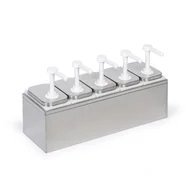Pojemniki i kosze gastronomiczne - Dozownik do sosów, 5 pompek, 5x 2 l, 590 x 200 x 255 mm - miniaturka - grafika 1
