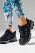 Buty trekkingowe damskie - Czarne buty trekkingowe damskie z niebieskimi dodatkami sznurowane softshell Casu B2114-3 - miniaturka - grafika 1