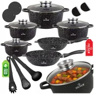 Zestawy garnków i patelni - ZESTAW GARNKÓW MARMURKOWYCH INDUKCJA GAZ KOMPLET GARNKI PATELNIE 17 ELE - miniaturka - grafika 1