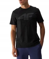 Koszulki męskie - Koszulka męska t-shirt bawełniany 4F czarny regular okrągły dekolt XXL - miniaturka - grafika 1