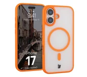 Etui i futerały do telefonów - Bizon MatteO z MagSafe do MatteO iPhone 17 Orange Półprzezroczyste z pomarańczową ramką - miniaturka - grafika 1