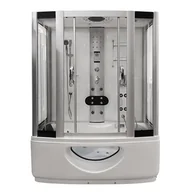 Kabiny z hydromasażem - Biała prostokątna kabino wanna z hydromasażem + sauna 165x85 cm MO-09944BS-165B - miniaturka - grafika 1