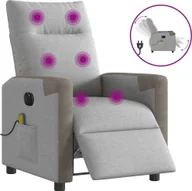 Fotele - Rozkładany fotel masujący, elektryczny, szara, tkanina - miniaturka - grafika 1