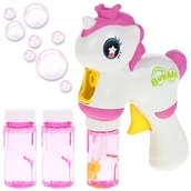 Bańki mydlane - Pistolet Bańki Mydlane Puszczania Automat Baniek Płyn do Baniek Mydlanych - różowy - miniaturka - grafika 1