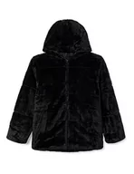 Kurtki i płaszcze dla dziewczynek - NAME IT Dziewczęca Nkfmosa Fake Fur Jacket W Hood Pb kurtka, czarny, 152 cm - miniaturka - grafika 1