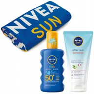 Kosmetyki kąpielowe dla dzieci - NIVEA SUN Krem po opalaniu 175ml +Spray z filtrem dla dzieci 200ml +Ręcznik - miniaturka - grafika 1