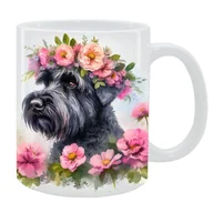 Kubki - Kubek Czarny terier rosyjski - Kolekcja Floral - miniaturka - grafika 1