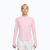 Bluzy sportowe damskie - Bluza do biegania damska Nike Tempo Swoosh Run Dri-Fit 1/4-Zip pink foam/white - miniaturka - grafika 1