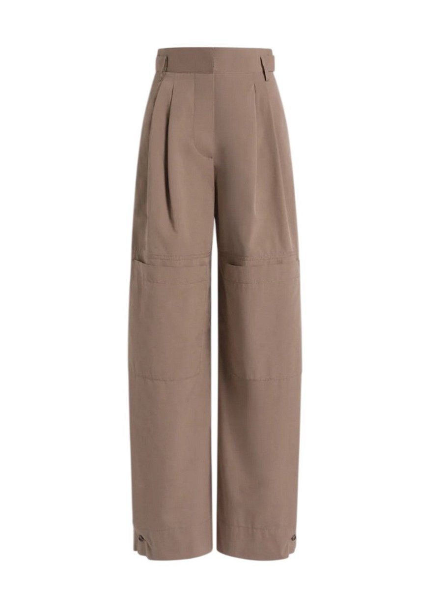 spodnie damskie alberta ferretti - pantalone bawełna utility - brązowy