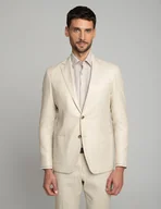 Marynarki męskie - Marynarka do zestawu lodrino beżowy slim fit - miniaturka - grafika 1