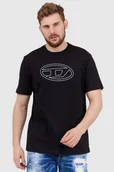 Koszulki męskie - DIESEL Czarny t-shirt męski z wytłaczanym logo - Diesel - miniaturka - grafika 1