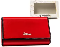 Portfele - Duży portfel skórzany na karty z ochroną RFID Peterson, czerwono-czarny - miniaturka - grafika 1