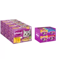 Mokra karma dla kotów - Whiskas, saszetki, 96 x 85 g + Whiskas Crunch, Pakiet mieszany (3 smaki), 16 x 60 g - 1+ Adult, wybór dań drobiowych w galarecie - miniaturka - grafika 1