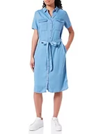 Sukienki - Vila Damska sukienka Vibista S/S Shirt Dress/SU-NOOS Cargoo, średni niebieski (Medium Blue Denim), 34 - miniaturka - grafika 1