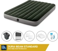 Prześcieradła - Łóżko dmuchane Intex - 2 osoby - 137 x 191 x 25 cm - zielone + pompka elektryczna Intex - 650 litrów/min + prześcieradło czarne + poduszka + poszewki Molton 2 w 1 + zestaw naprawczy - miniaturka - grafika 1