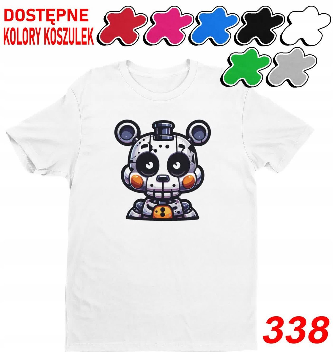 Dziecięca Koszulka T-Shirt Z Nadruki Wybór Duży Fnaf Postacie Gry-M 134-140