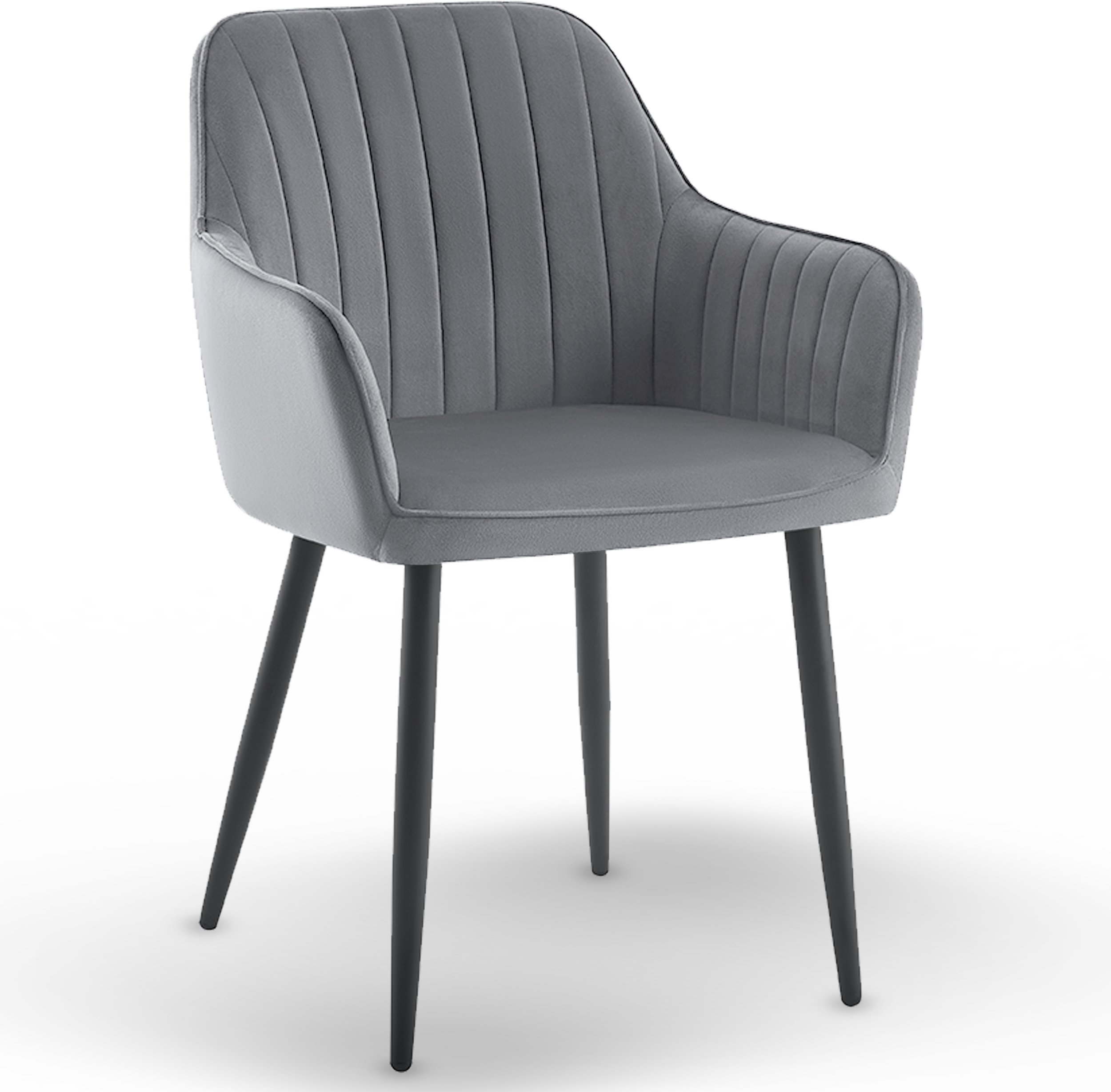 Kontrasto Krzesło tapicerowane velvet szare MARIA3 paski loft glamour do salonu