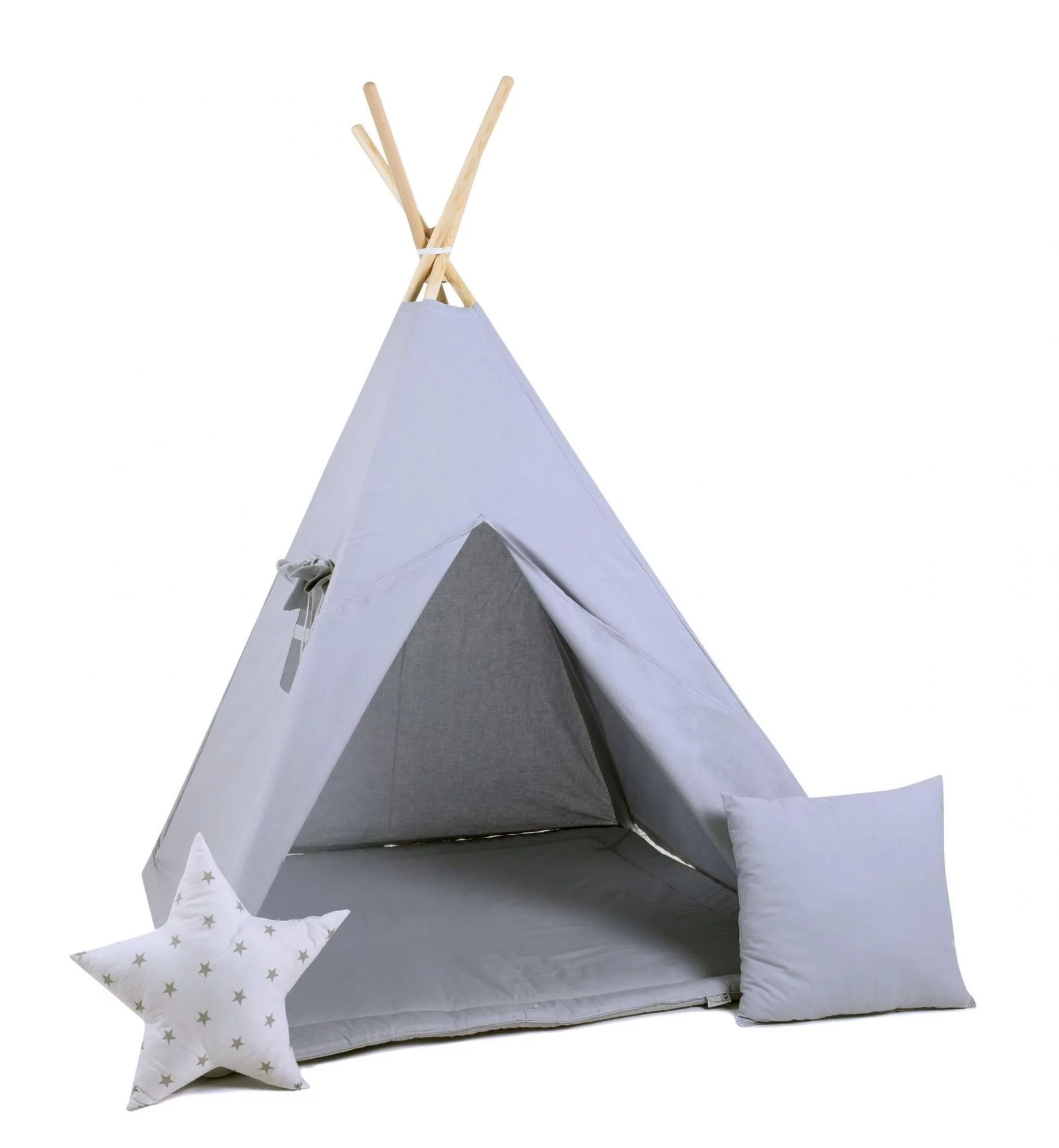 Namiot tipi dla dzieci, bawełna, okienko, poduszka, szara myszka