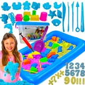 Masy plastyczne - Piasek Kinetyczny 3KG Piaskownica Basen Foremki Zestaw XXL WYBIERZ KOLORY - miniaturka - grafika 1