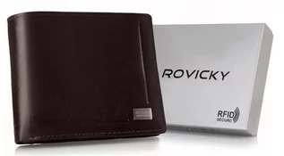 Portfele - Klasyczny, elegancki portfel męski ze skóry naturalnej - Rovicky - grafika 1