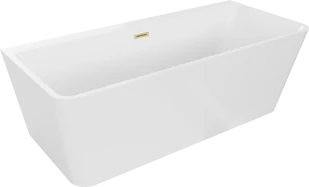 Mexen Volta wanna wolnostojąca przyścienna 150 x 75 cm, biała, przelew złoty szczotkowany - 51131507500-55 - Wanny - miniaturka - grafika 1