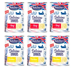 BUTCHER'S Delicious Dinners w galaretce 12x400g (kot) Mix smaków - Mokra karma dla kotów - miniaturka - grafika 1