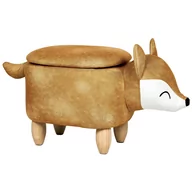 Pufy i podnóżki - Pufa zwierzak ze schowkiem welurowa pomarańczowa FOX - miniaturka - grafika 1