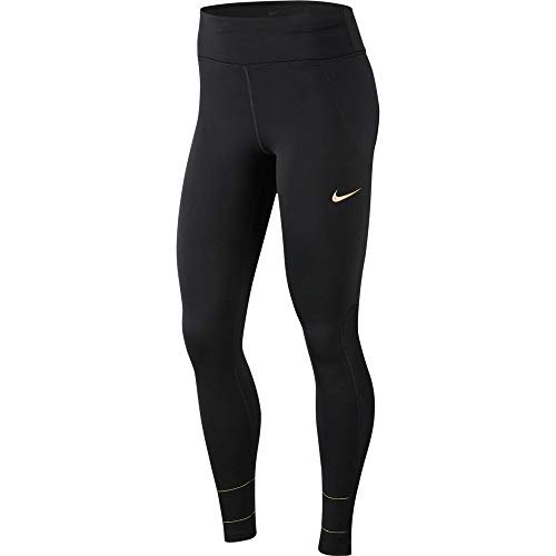 Nike damskie spodnie sportowe W Nk Fast Tght Glam czarny czarny/złoty (black/metallic gold) X-S