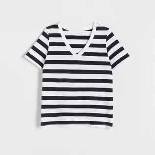 Koszulki i topy damskie - Reserved - T-shirt regular - Wielobarwny - grafika 1