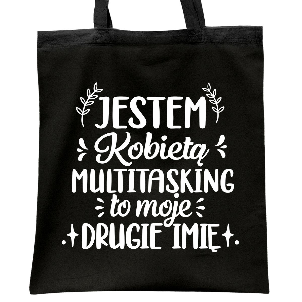 Torba bawełniana czarna na zakupy Dzień Kobiet Dla Kobiety Prezent