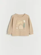 Bluzki dla niemowląt - Reserved - Longsleeve oversize - beżowy - miniaturka - grafika 1