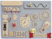 Zabawki sensoryczne - tablica manipulacyjna sensoryczna mała - 40x30 cm - szara - miniaturka - grafika 1