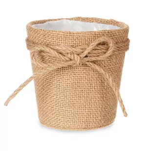 Osłonka na doniczkę pleciona z jutową kokardą, Ø 10 cm - Donice - miniaturka - grafika 1