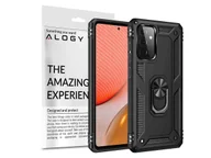Etui i futerały do telefonów - Etui pancerne obudowa Alogy Stand Armor Ring do Samsung Galaxy A72 Czarne - miniaturka - grafika 1
