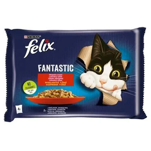 Purina Felix Fantastic Fantastic Wybór Mięs (królik+jagnięcina) w galaretce saszetka 4x85g - Mokra karma dla kotów - miniaturka - grafika 1