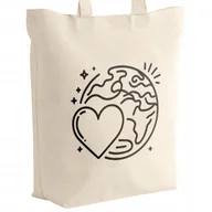 Torby i wózki na zakupy - Torba bawełniana z dnem materiałowa na zakupy EKO Ekologia Ziemia - miniaturka - grafika 1