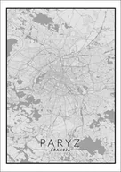 Plakaty - Plakat, Paryż mapa czarno biała, 29,7x42 cm - miniaturka - grafika 1
