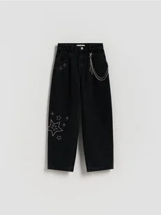 Reserved - Jeansy skater z łańcuszkiem - czarny - Spodnie i spodenki dla dziewczynek - miniaturka - grafika 1