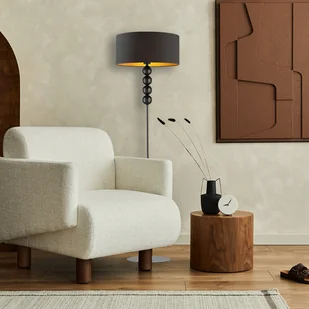 Designerska lampa podłogowa z czarnym abażurem ze złotym wnętrzem BERMUDY GOLD - Lampy stojące - miniaturka - grafika 1