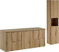 Meble łazienkowe - Zestaw meblowy 140cm z blatem i szafką wysoką - miniaturka - grafika 1