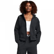 Bluzy damskie - Damska bluza treningowa rozpinana z kapturem Under Armour Unstoppable Flc Txt Fz - czarna - miniaturka - grafika 1