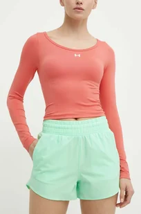 Under Armour szorty treningowe Flex kolor zielony gładkie high waist - Spodenki damskie - miniaturka - grafika 1