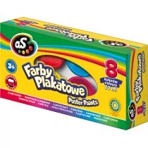 Farby plakatowe 8 kolorów 20ml AS - Przybory szkolne - miniaturka - grafika 1