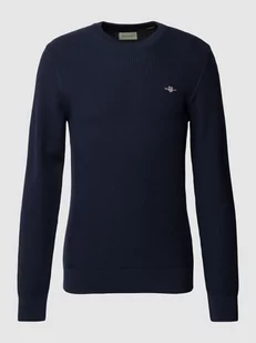 Sweter z dzianiny z wyhaftowanym logo - Swetry męskie - miniaturka - grafika 1