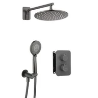 Zestawy prysznicowe - Deante Box Zestaw prysznicowy podtynkowy termostatyczny z deszczownicą titanium BXYZDEBT - miniaturka - grafika 1